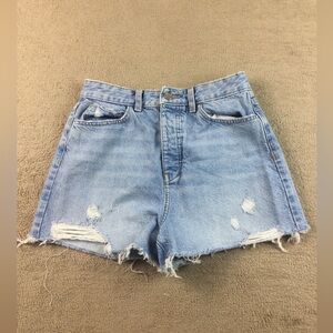 Zara high rise blue jean shorts distressed Womens size 4